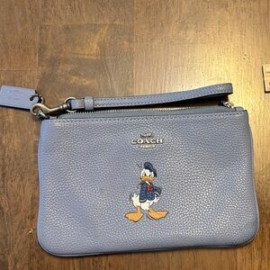 Coach Blue Wristlet with Donald Duck Design